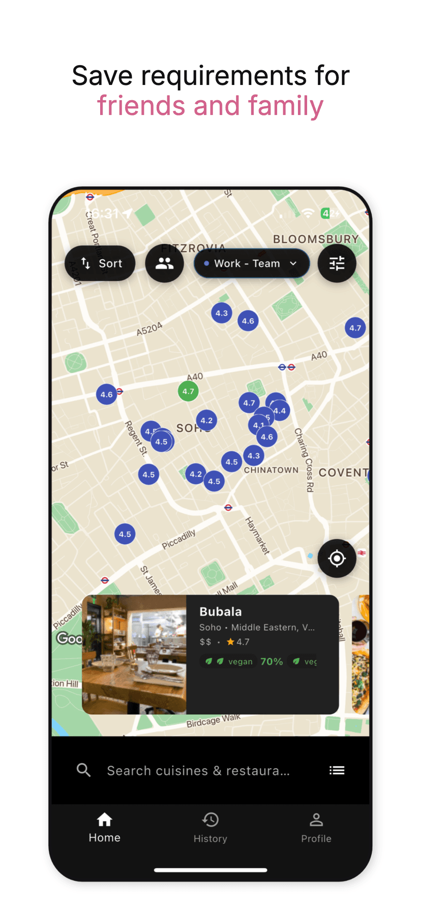 Interactive map view